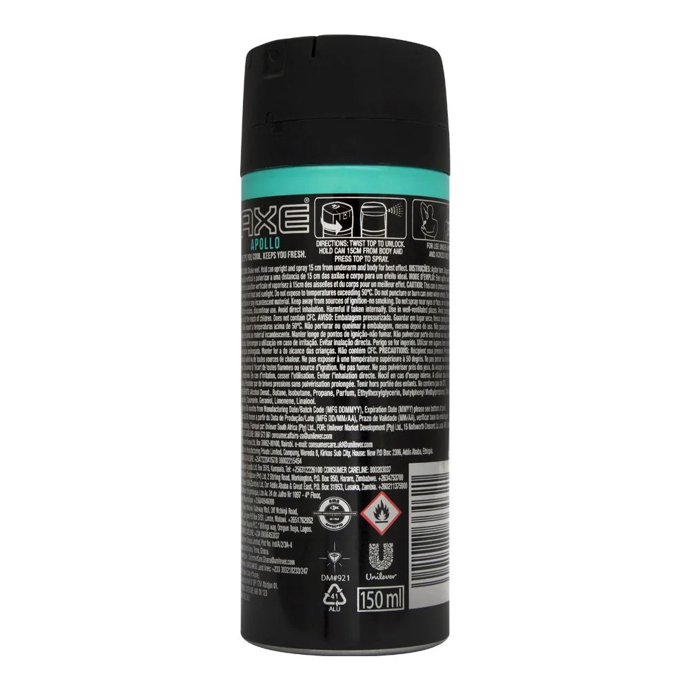 Axe Apollo 48H Fresh Deodorant Spray For Men 150Ml A