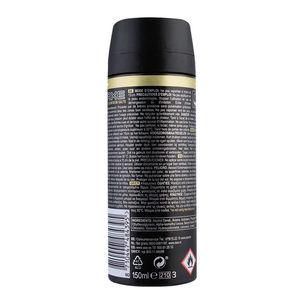 Axe Gold 48H Oud Wood Dark Vanilla Deodorant Spray For Men 150Ml A