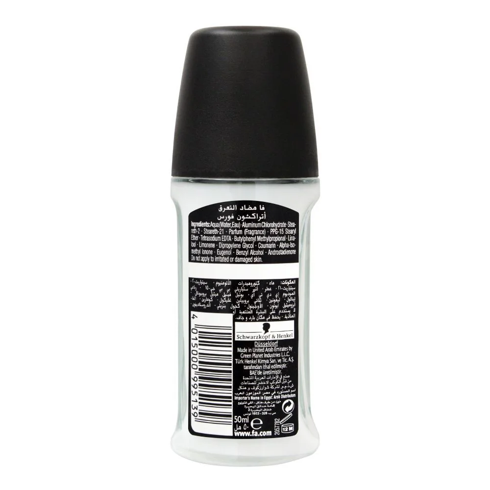 Fa Men 48H Fresh Attraction Force Roll-On Deodorant, For Men, 50Ml