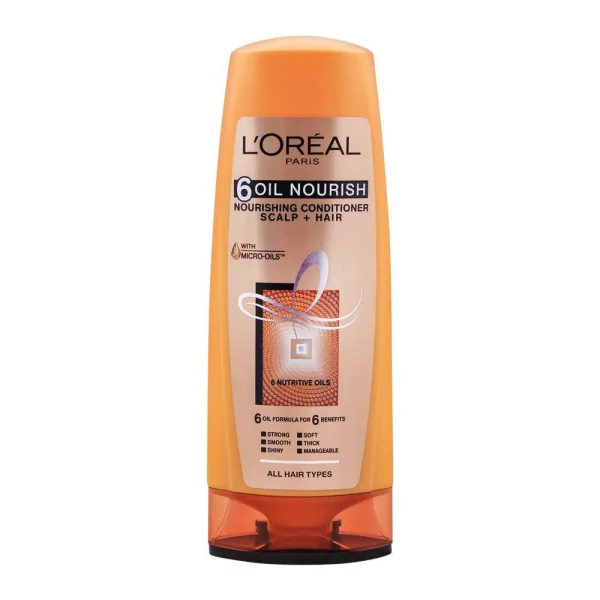 L’Oreal Paris 6 Oil Nourish Scalp + Hair Nourishing Conditioner, For All Hair Types, 175ml