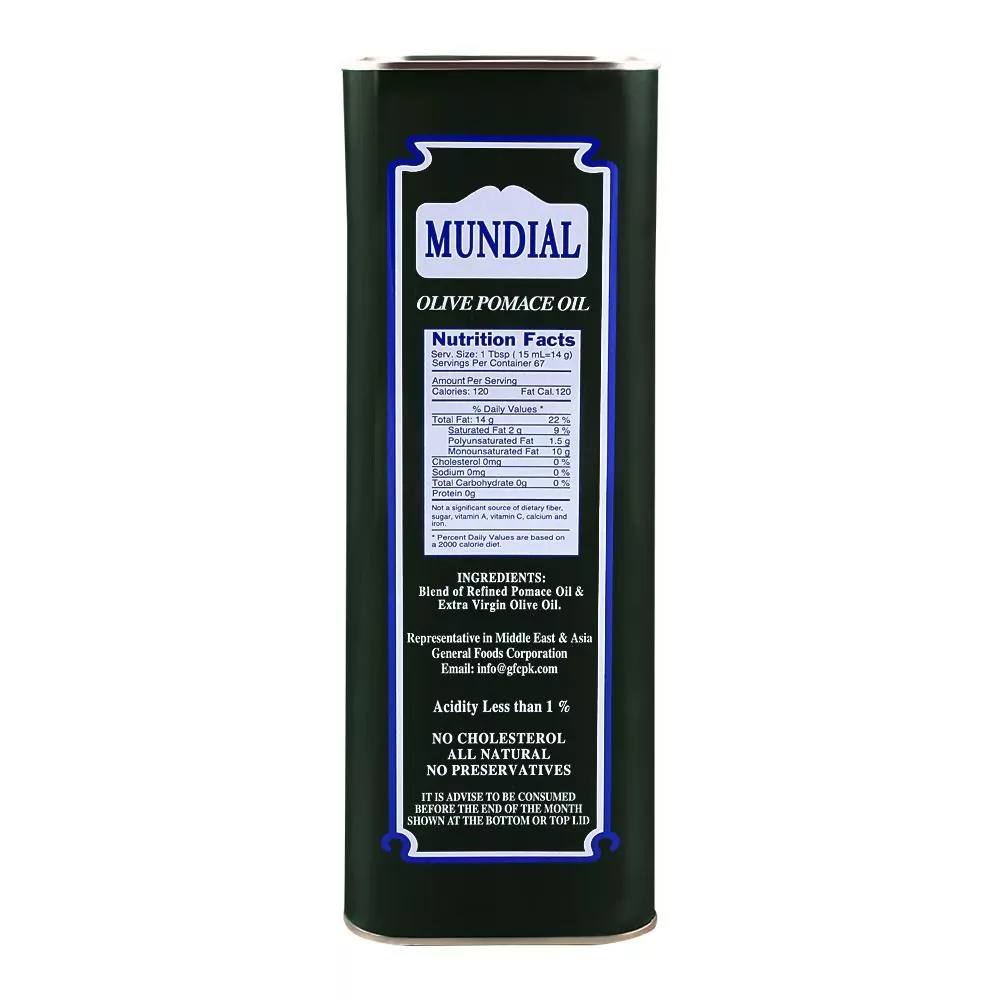 Mundial Olive Pomace Oil Tin 1 Litre 1 1