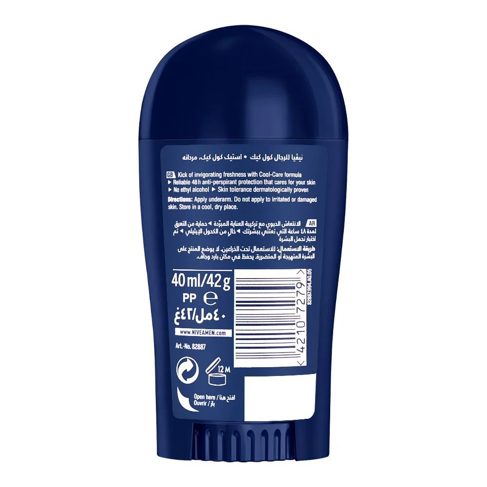 Nivea 48H Men Cool Kick Deodorant Stick, 40Ml