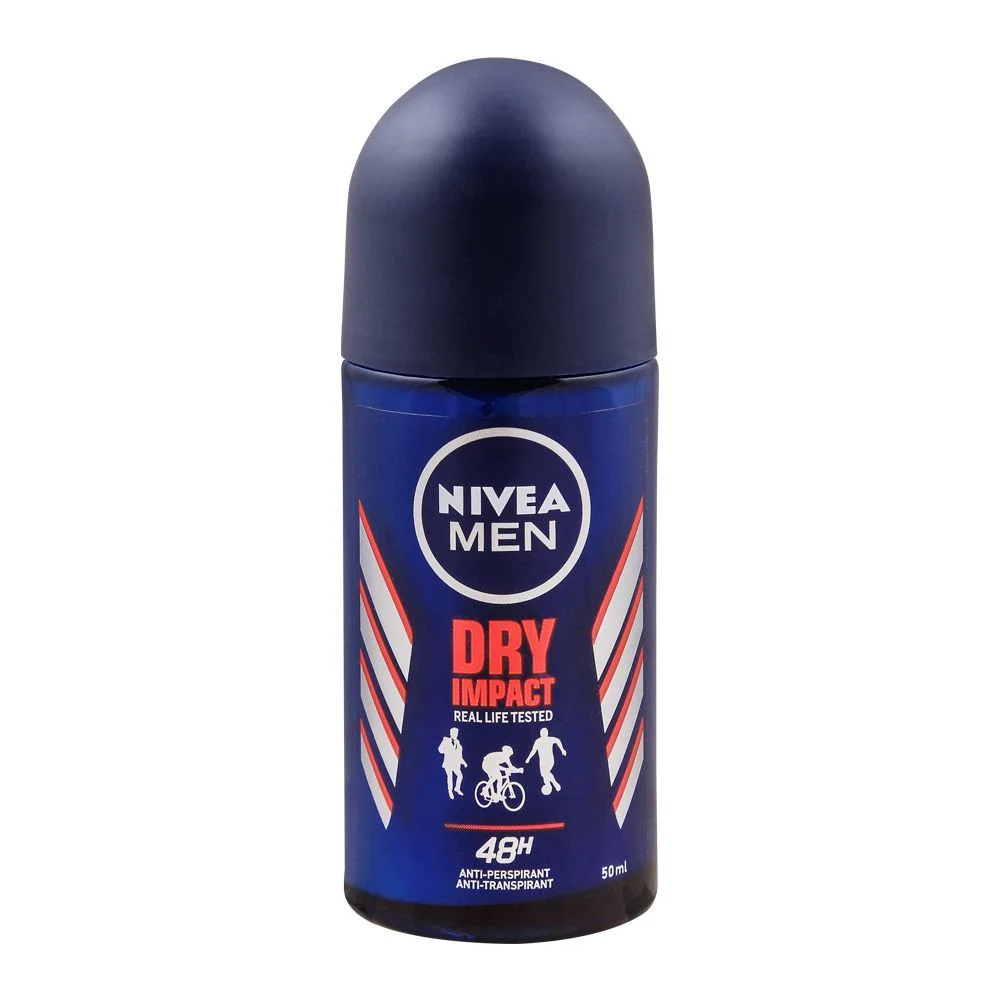 Nivea Men 48H Dry Impact Anti-Perspirant Roll On Deodorant, 50Ml