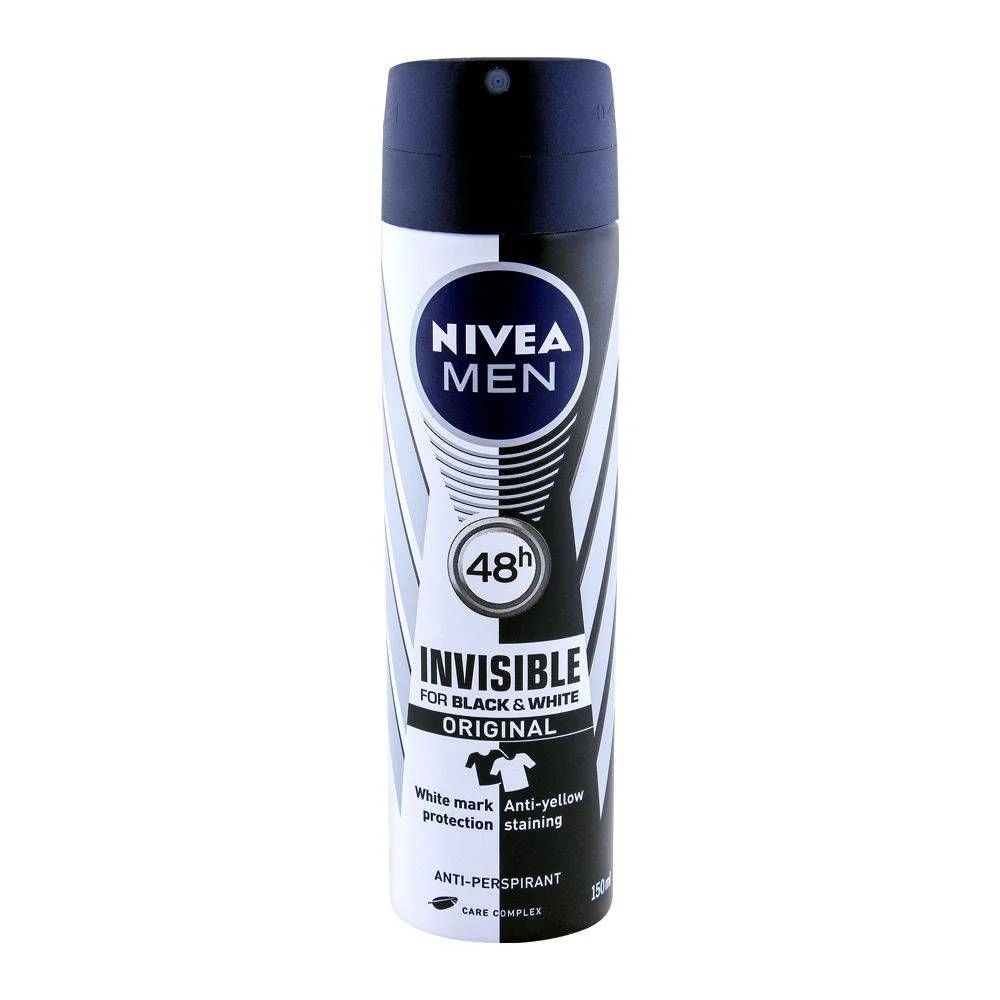 Nivea Men 48H Invisible Original Deodorant Spray, For Black &Amp;Amp; White, 150Ml