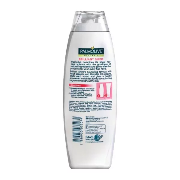 Palmolive Naturals Brilliant Shine Shampoo, Per Essence & Camellia Oil, For Dull Hair, 180ml