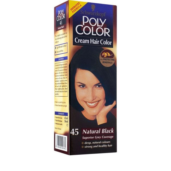 Schwarzkopf Poly Color Cream Hair Color 45 Natural Black