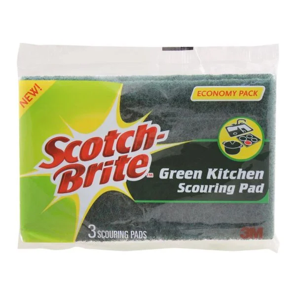 Scotch Brite Green Kitchen Scouring Pad, Economy Pack, 3-Pack