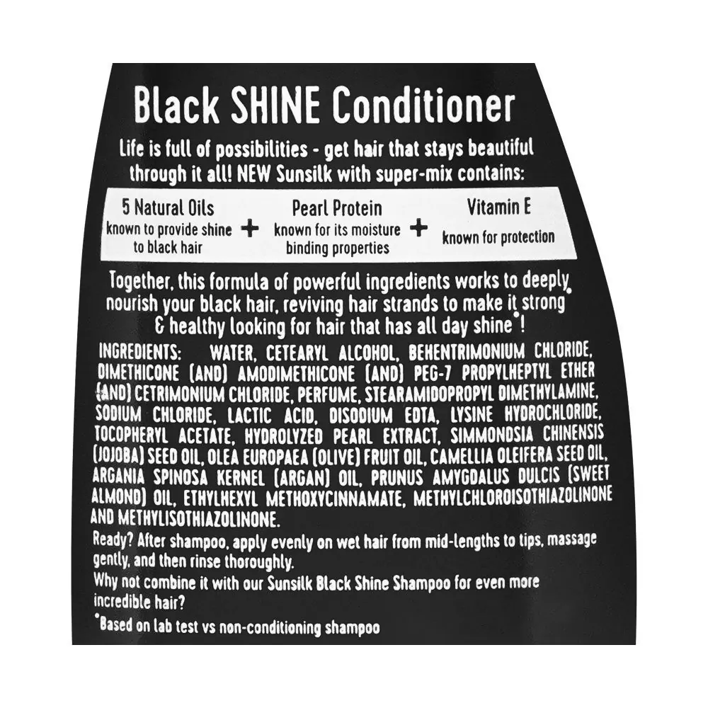 Sunsilk Black Shine 5 Naturals Oils, Pearl Protein &Amp; Vitamin E Conditioner, 180Ml