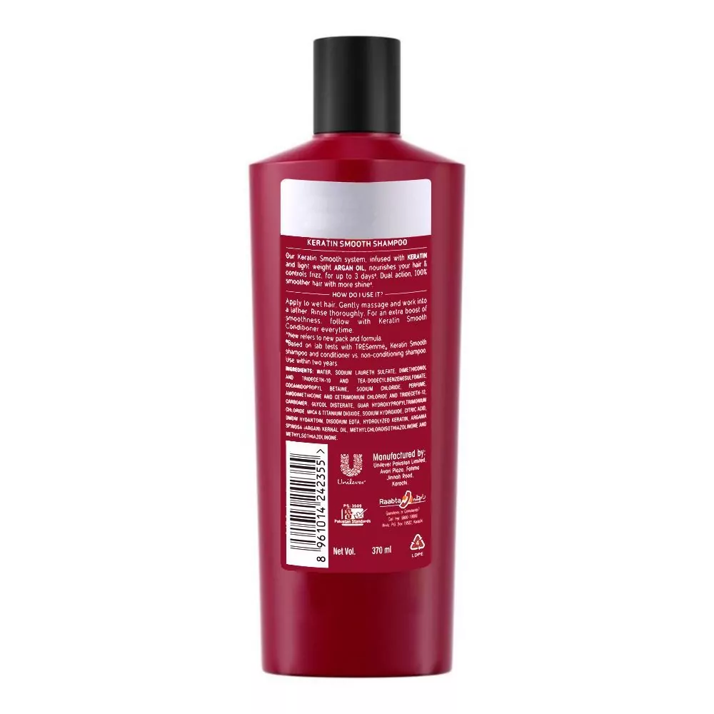 Tresemme Keratin Smooth With Keratin And Argan Oil, Pro Collection Shampoo, 370Ml