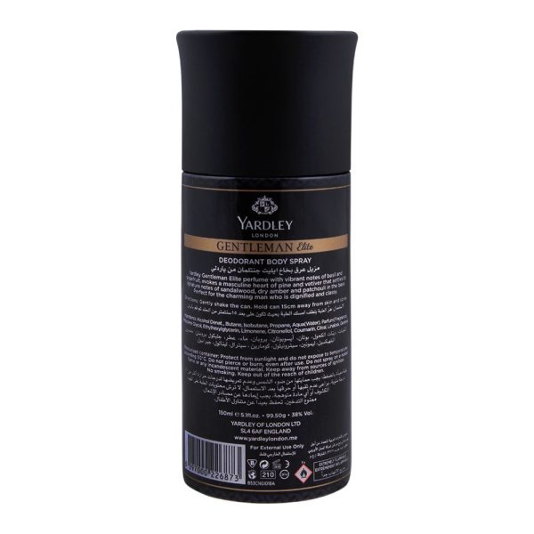 Yardley Gentleman Elite Deodorant Body Spray, 150ml
