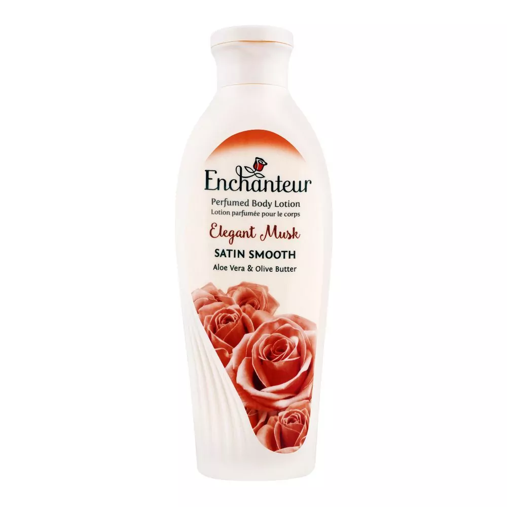 Enchanteur Elegant Musk Moisture Silk Perfumed Body Lotion, Aloe Vera &Amp;Amp; Olive Butter, 250Ml