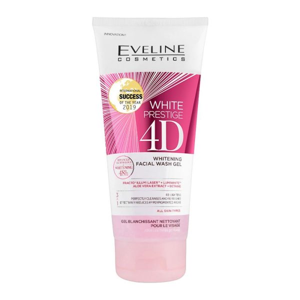 Eveline 48H White Prestige 4D 3-In-1 Whitening Facial Wash Gel, 200ml