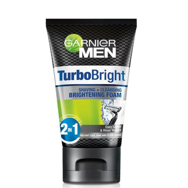 Garnier Men Face Wash & Shaving Foam Turbo Bright 2-In-1 Brightening 100ml
