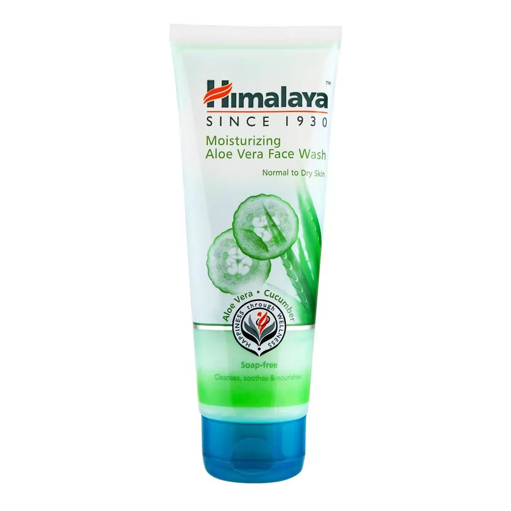 Himalaya Moisturizing Aloe Vera Face Wash, Soap Free, Normal To Dry Skin, 100Ml