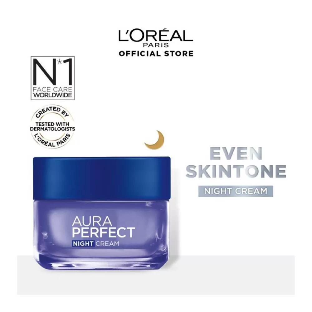 L'Oreal Paris Aura Perfect Night Cream, Whitening + Even Tone, 50Ml