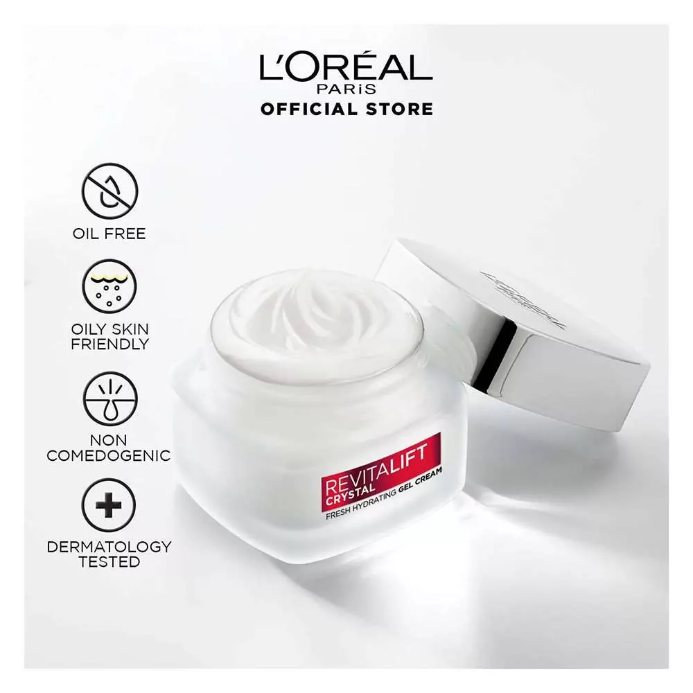 L'Oreal Paris Revitalift Crystal Gel Cream (Oil Free Face Moisturizer With Salicylic Acid), 50Ml