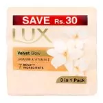 Lux Velvet Glow 3-Pack Soap Trio Pack, Jasmin & Vitamin E, 145g