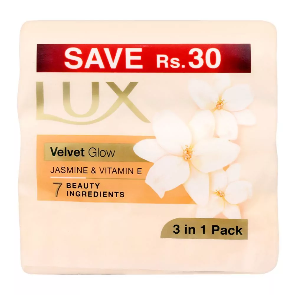 Lux Velvet Glow 3-Pack Soap Trio Pack, Jasmin &Amp;Amp; Vitamin E, 145G