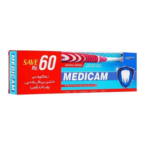 Medicam Dental Cream, Toothbrush Pack, 180g