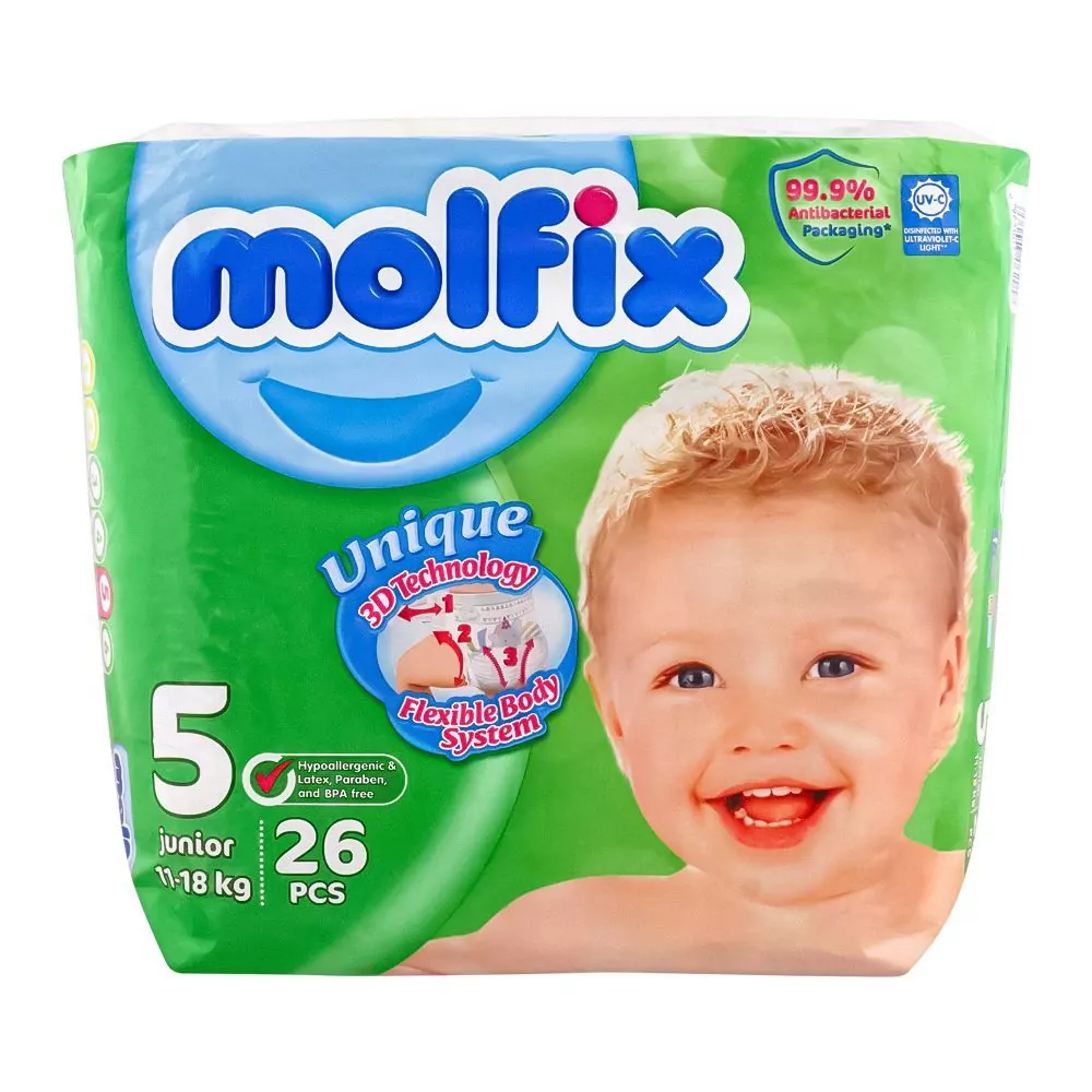 Molfix Diaper 05 Junior, 11-18Kg, 26-Pack