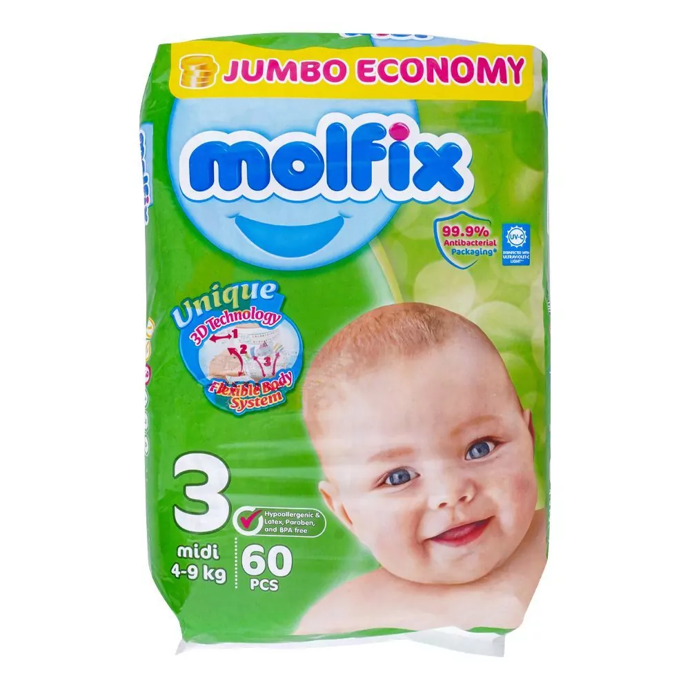 Molfix Diaper 3, Midi, 4-9Kg, 60'S