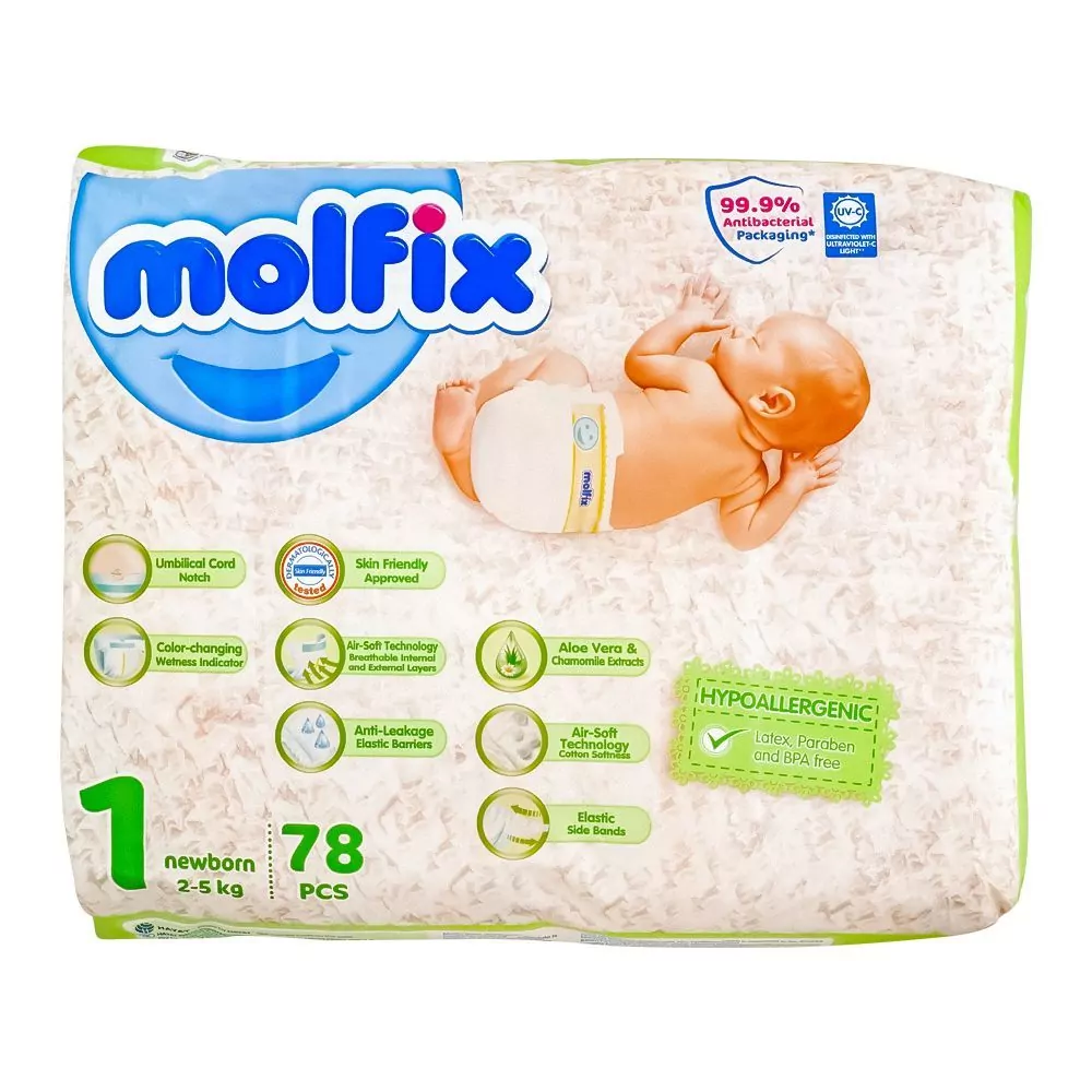 Molfix New Born Baby Size 1 Diaper 2-5 Kg 78 Pcs