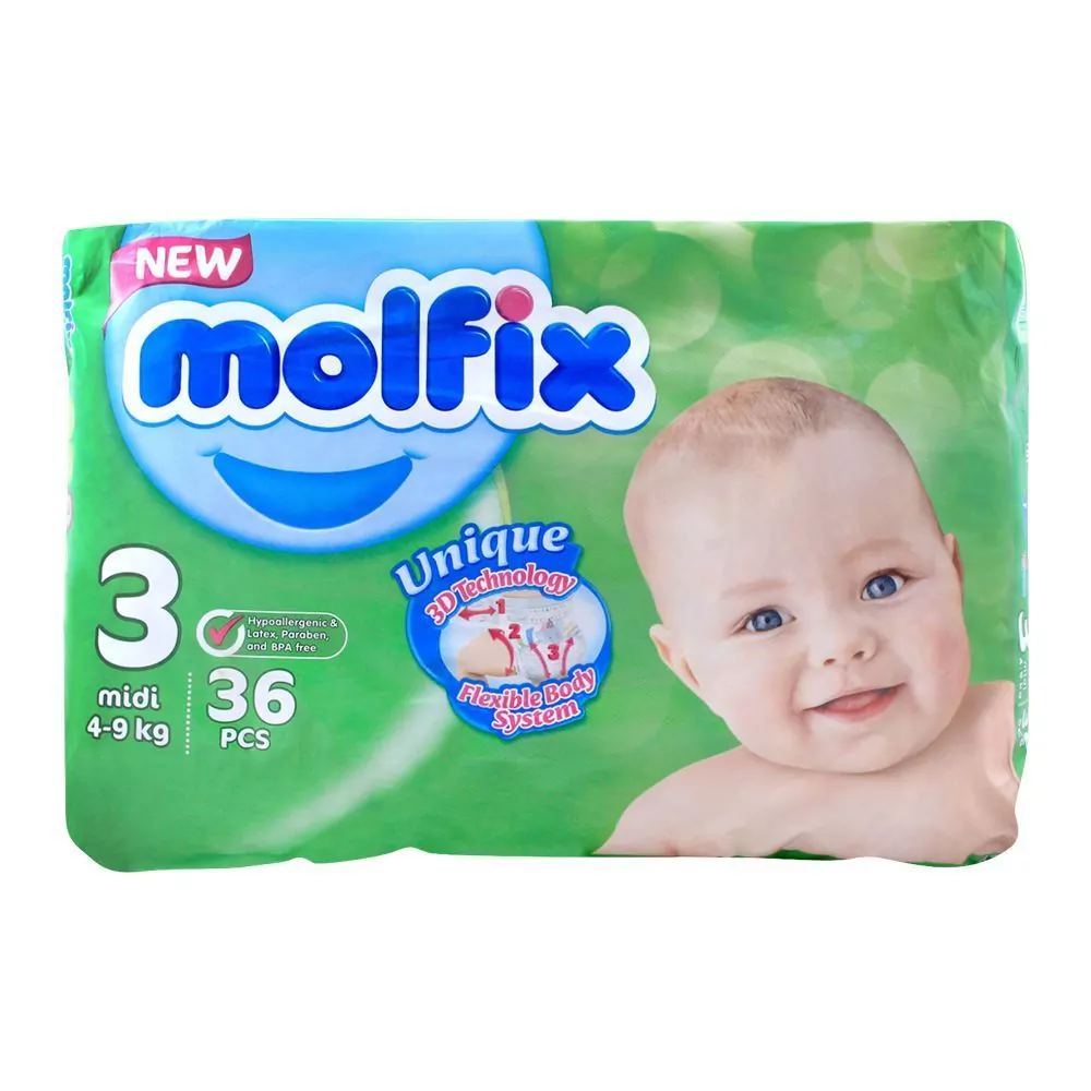 Molfix No. 3 Midi 4-9 Kg, 36-Pack