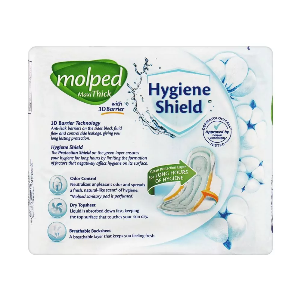 Molped Maxi Thick Hygiene Shield With 3D Barrier Extra Long Sanitary Pads 82 A