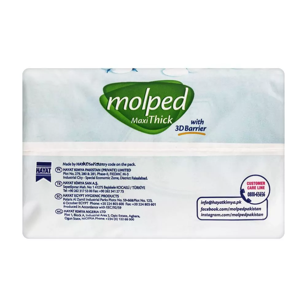 Molped Maxi Thick Hygiene Shield With 3D Barrier Extra Long Sanitary Pads, 8+2