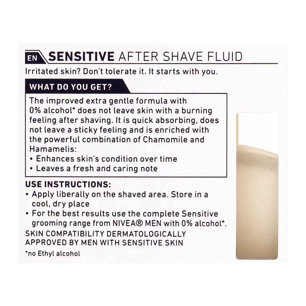 Nivea Men Sensitive After Shave Fluid, 0% Alcohol, 100Ml