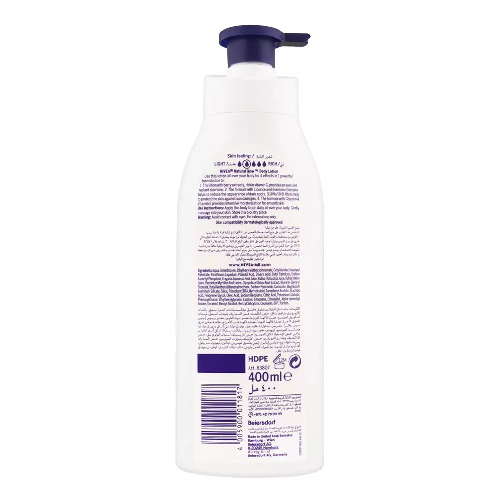 Nivea Natural Fairness Uv Filter Body Lotion, Normal To Dry Skin, 400Ml