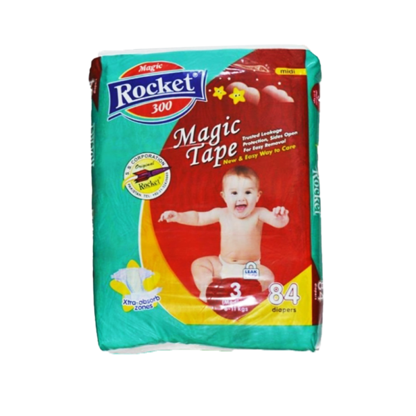 Rocket Magic Tape Diaper Jumbo Pack Size 3 Medium 84pc