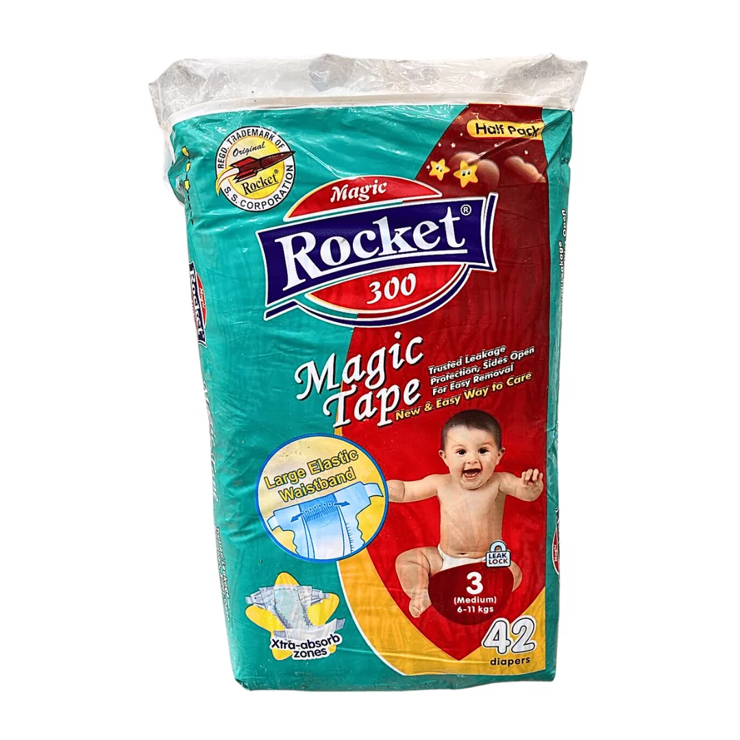 Rocket Magic Tape Diaper Size 3 Medium 42Pc