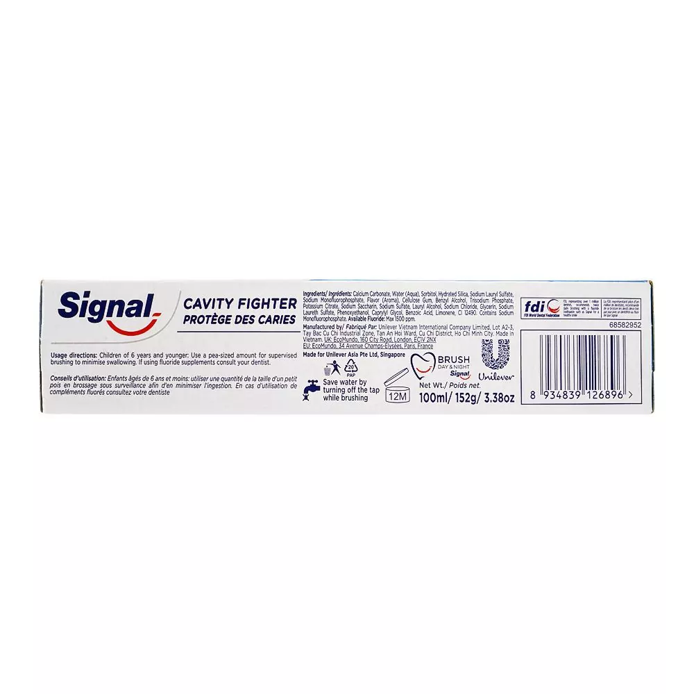 Signal Cavity Fighter Double Action Protection Toothpaste,100Ml