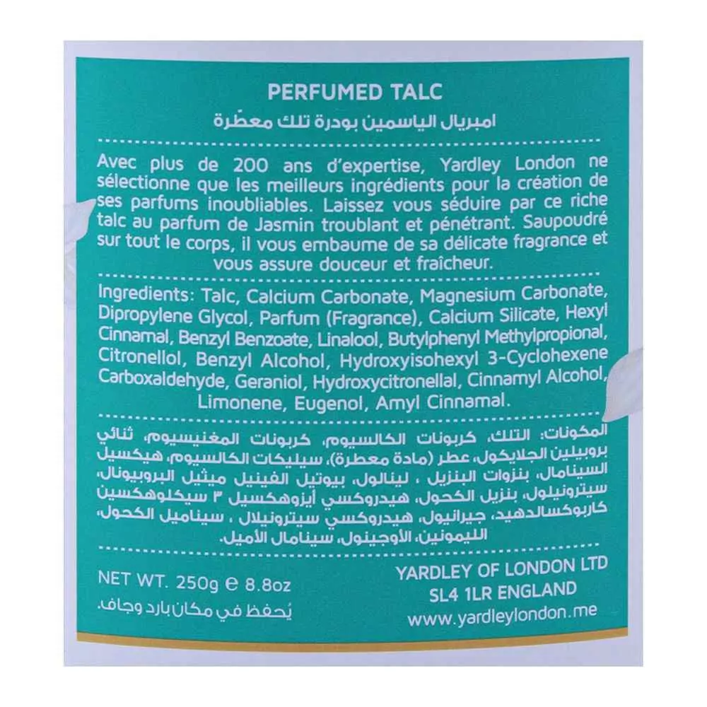 Yardlley Talcum Powder Jasmine 250G