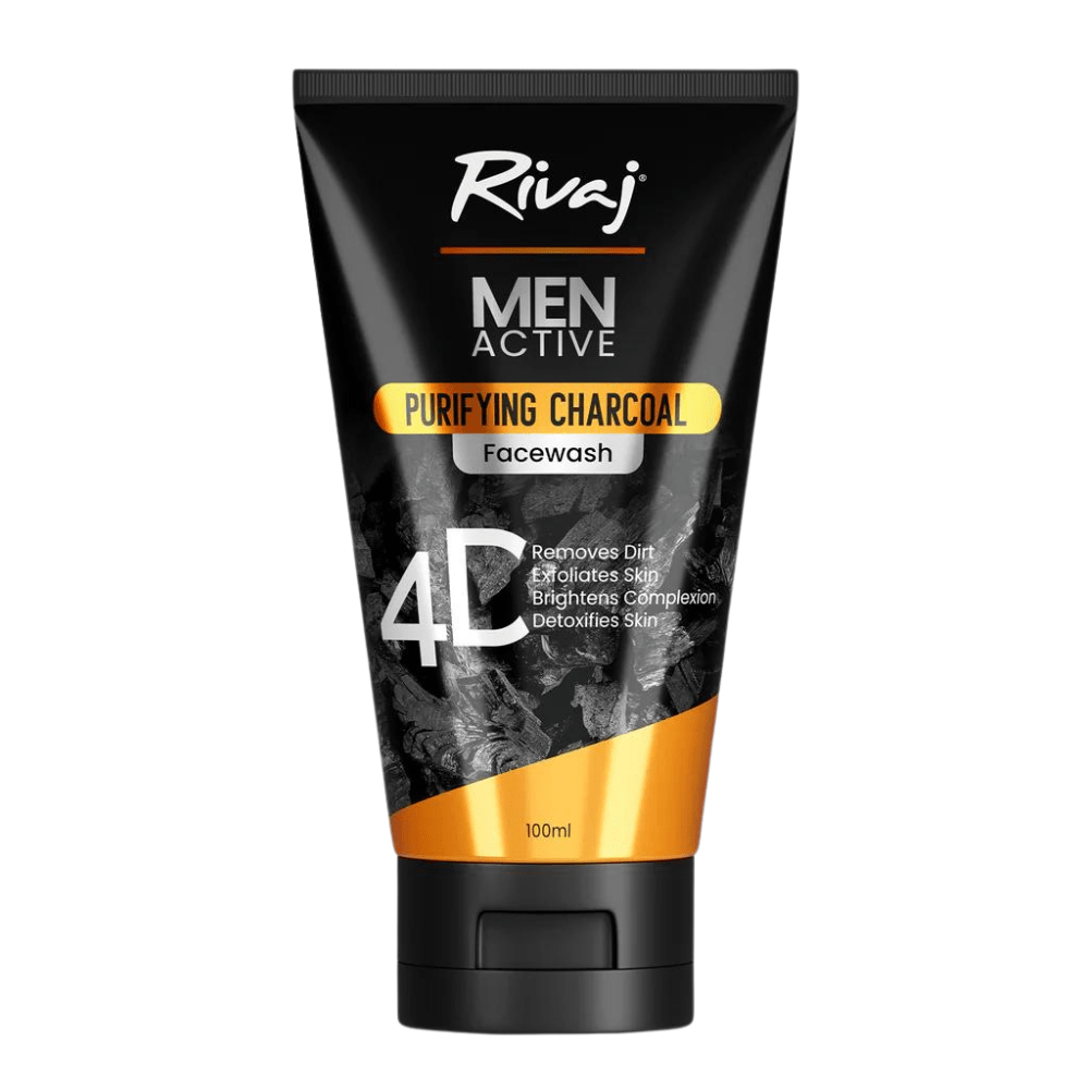 Rivaj Men Active Purifying Charcoal Face Wash - 100Ml Packaging