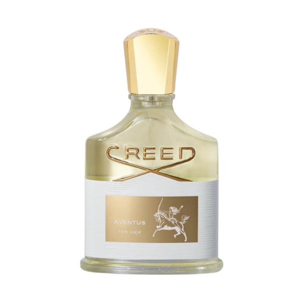 Creed Aventus for Her 100ml Eau de Parfum bottle featuring a blend of green apple, rose, sandalwood, and musk for an elegant scent.