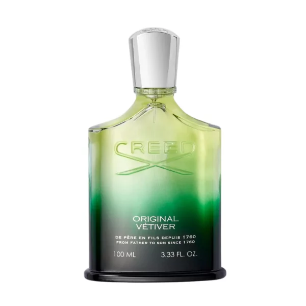 Creed Original Vetiver 100ml Eau de Parfum bottle featuring a fresh blend of citrus, vetiver, sandalwood, and musk notes.