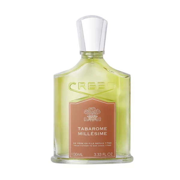 Creed Tabarome Millésime 100ml Eau de Parfum bottle featuring a bold blend of ginger, tobacco, sandalwood, and leather notes.