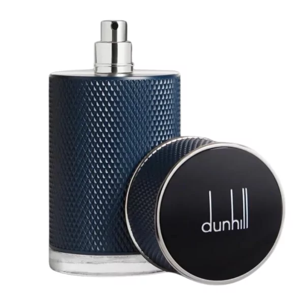 Dunhill Icon Racing Blue EDP 100ml bottle for men featuring a fresh and marine-inspired fragrance with bergamot and patchouli notes.