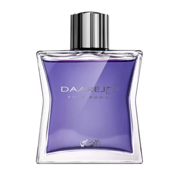 Rasasi Daarej pour Homme EDP 100ml bottle for men featuring a warm blend of vanilla, amber, and spices.