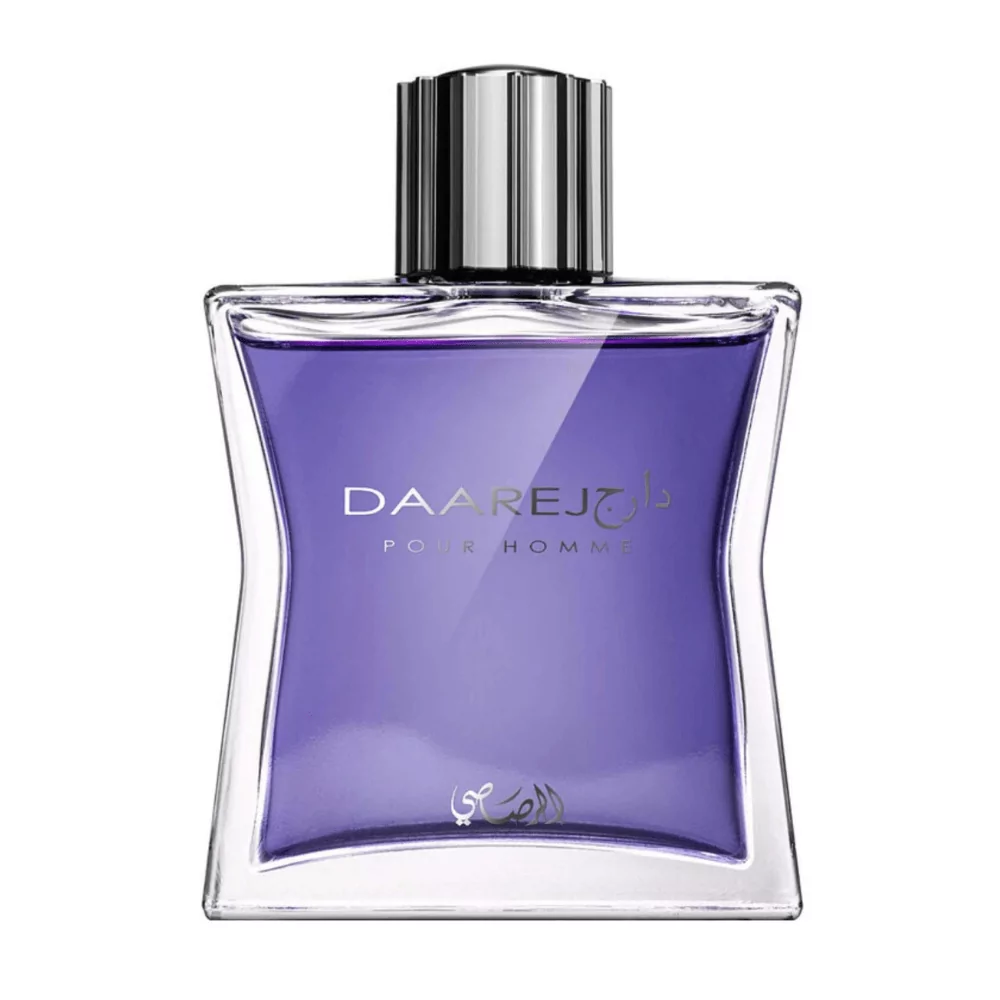 Rasasi Daarej Pour Homme Edp 100Ml Bottle For Men Featuring A Warm Blend Of Vanilla, Amber, And Spices.