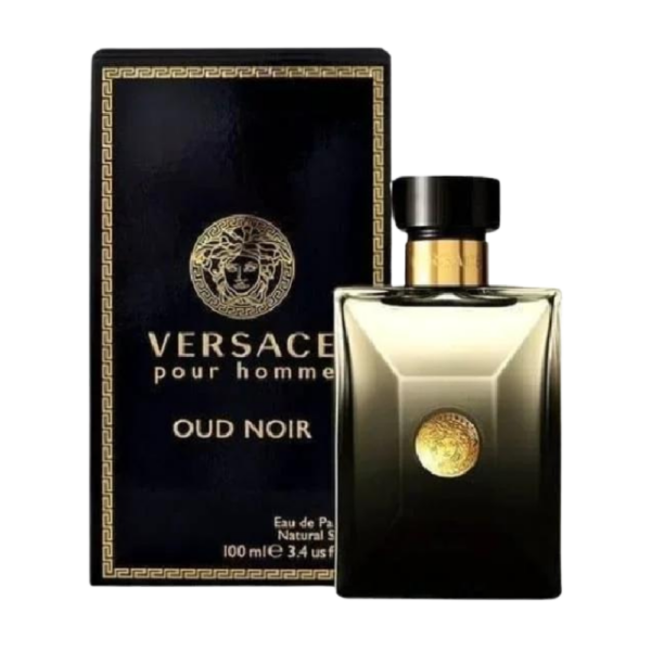 Versace Pour Homme Oud Noir EDP 100ml bottle for men featuring a bold and spicy fragrance.