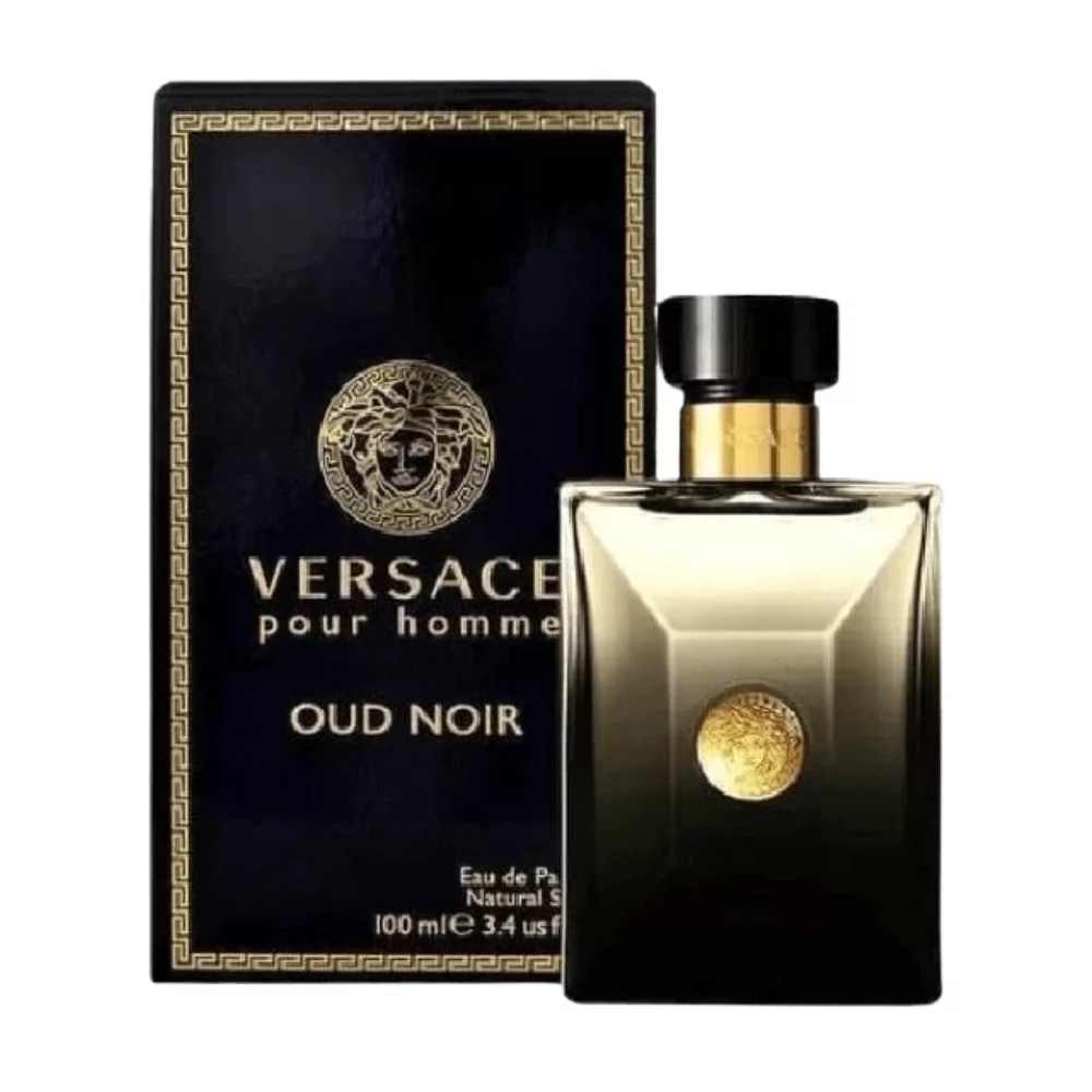 Versace Pour Homme Oud Noir Edp 100Ml Bottle For Men Featuring A Bold And Spicy Fragrance.