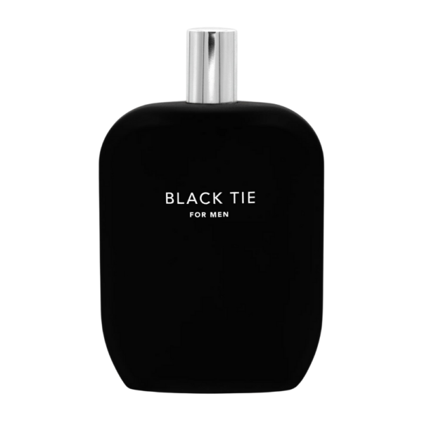 Fragrance One Black Tie Extrait de Parfum for Men 100ml bottle with an elegant, sophisticated background, highlighting mandarin and vetiver notes.