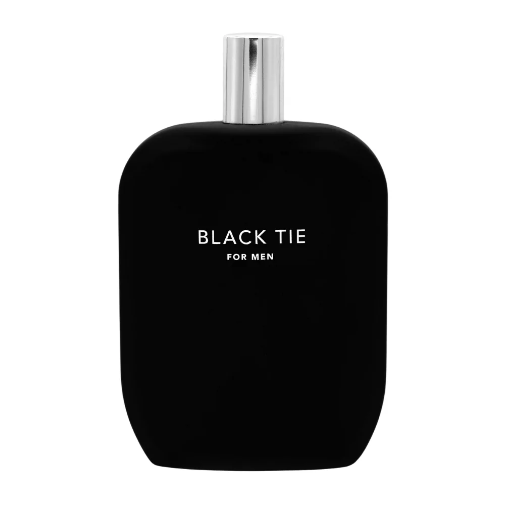 Fragrance One Black Tie Extrait De Parfum For Men 100Ml Bottle With An Elegant, Sophisticated Background, Highlighting Mandarin And Vetiver Notes.