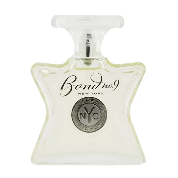 Bond No. 9 Chez Bond EDP for Men 100ml bottle with a fresh, green background, showcasing green and citrus notes.