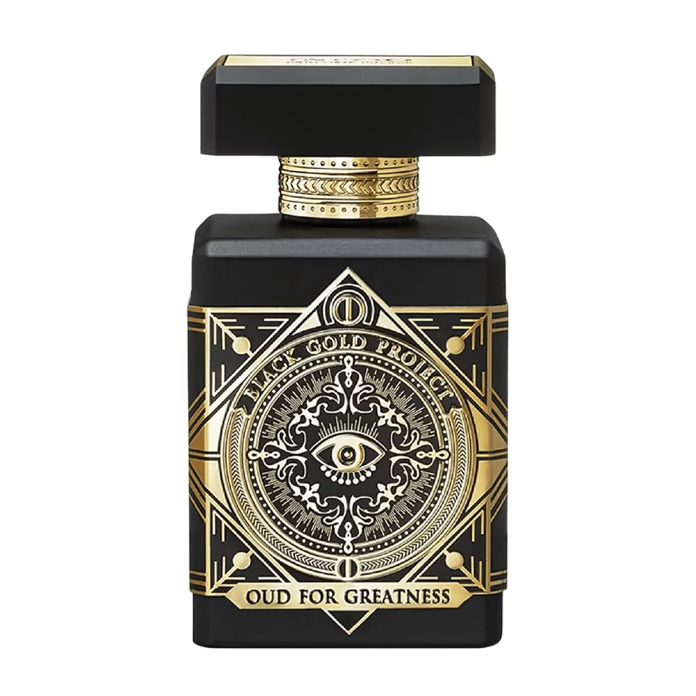 Initio Oud For Greatness Edp 90Ml Bottle Against A Rich, Luxurious Background, Highlighting Oud And Lavender Notes.