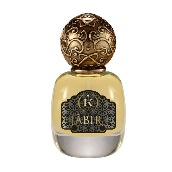 Kemi Blending Magic Jabir EDP 50ml bottle with a floral background, showcasing rose and oud notes.