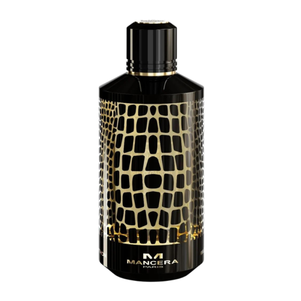 Mancera Wild Python EDP 120ml bottle with floral background, emphasizing its seductive tuberose and peach notes.